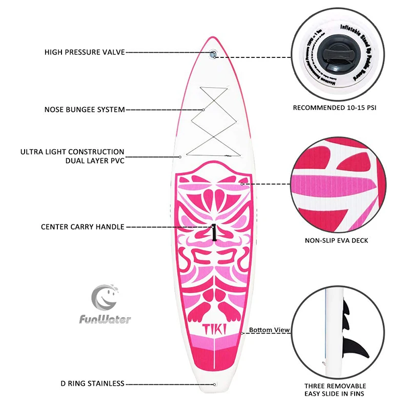FunWater Inflatable 10'6×33"×6" Ultra-Light(17.6lbs) SUP for All Skill Levels Everything Including accessories
