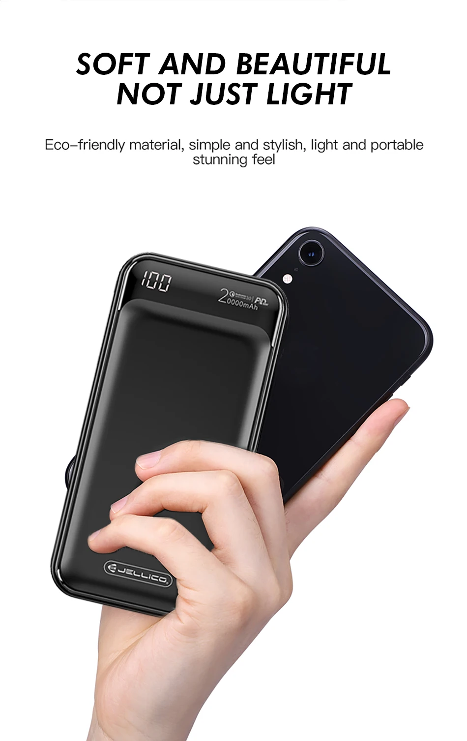 Jellico power Bank 20000 мАч usb type C PD быстрое зарядное устройство Быстрая зарядка QC3.0 power Bank портативный внешний аккумулятор для iPhone 11