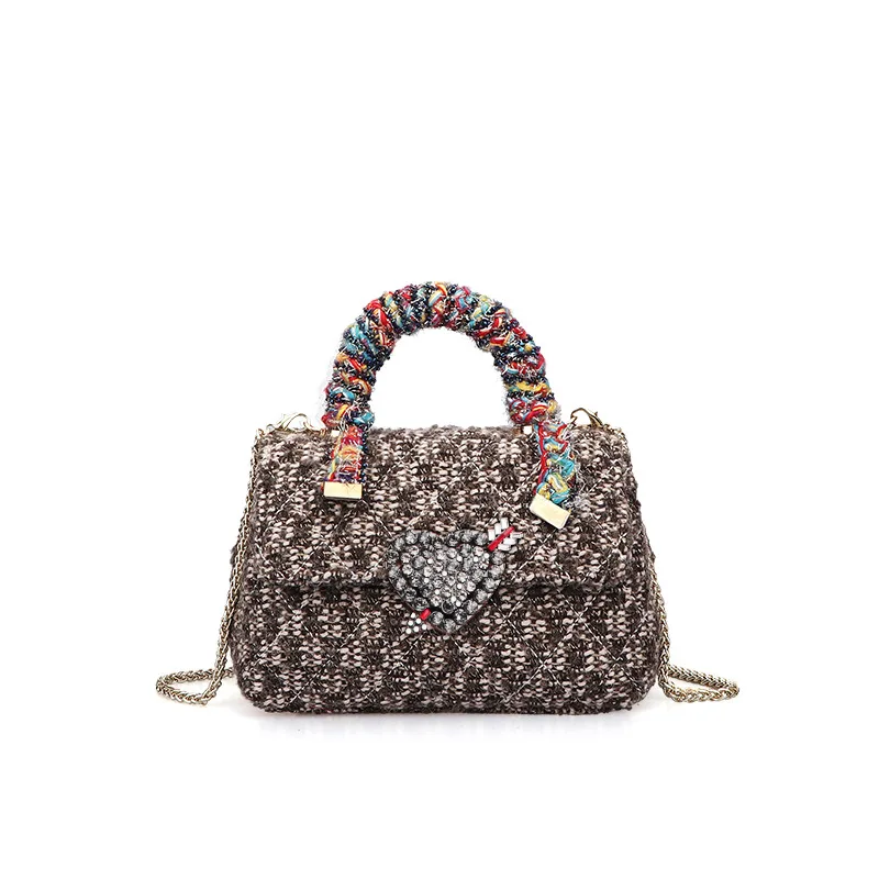 

NEW Luxury Handbags Women Bags Designer Square Tote Bag Quality Woolen Pearl Chain Bags Female Shoulder Messenger Crossbody Bag