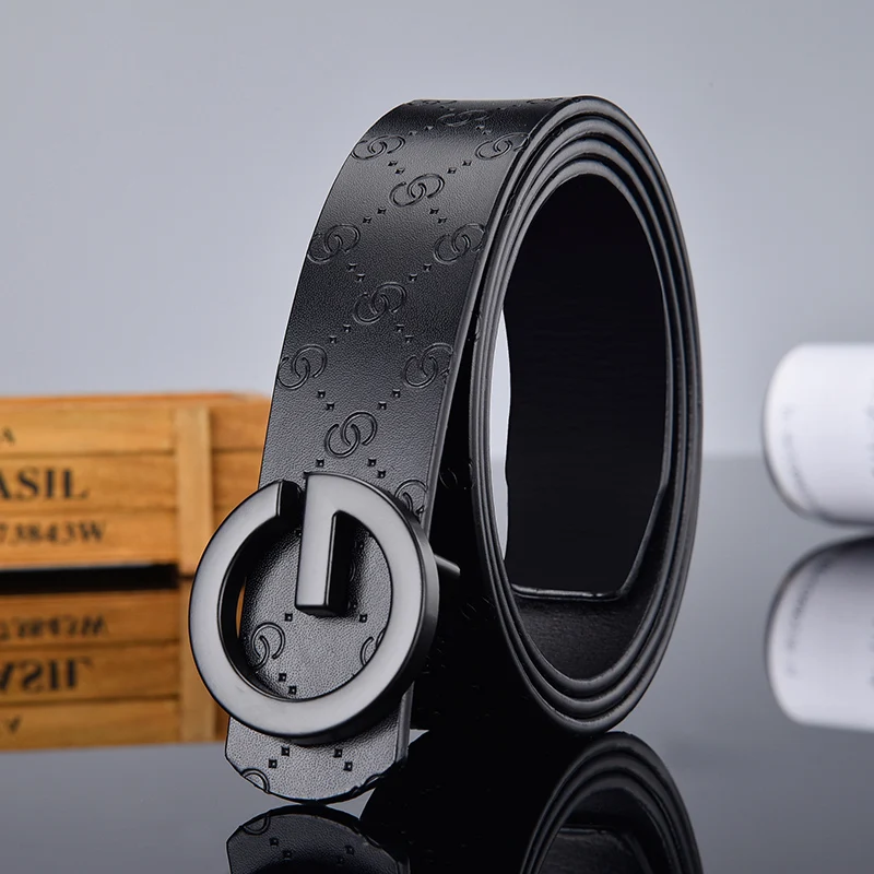 Black buckle black Горячая Распродажа G гладкий ремень с пряжкой роскошные ремни из воловьей кожи подлинный дизайнерский высококачественный модный винтажный мужской женский ремень - Цвет: Black buckle black