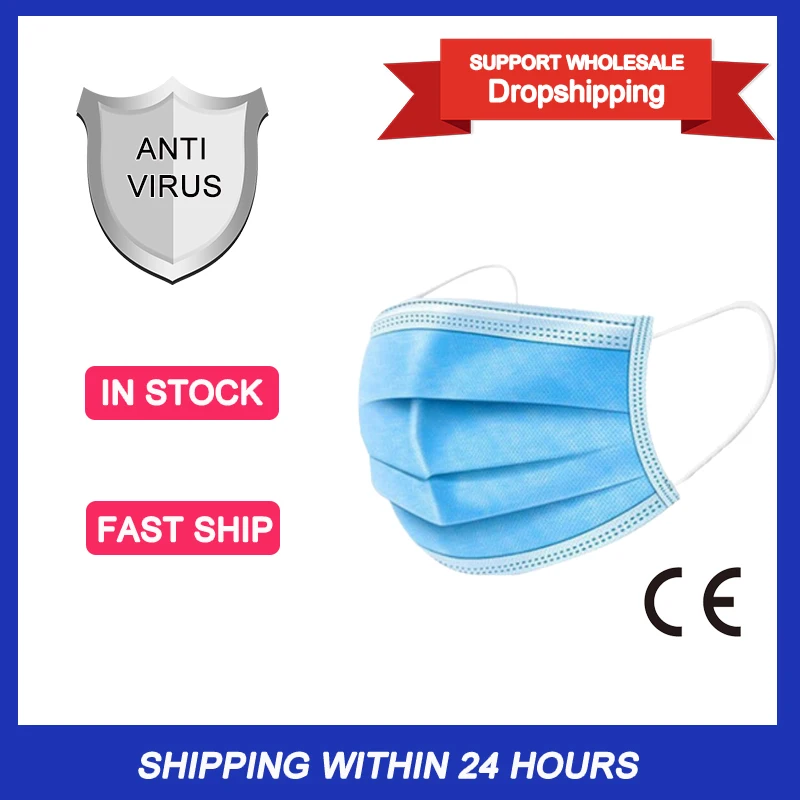

Support Wholesale & Dropshipping Disposable Face Masks Anti-Pollution 3 Laye Elastic Ear Loop Dust Filter Dust protection Masks