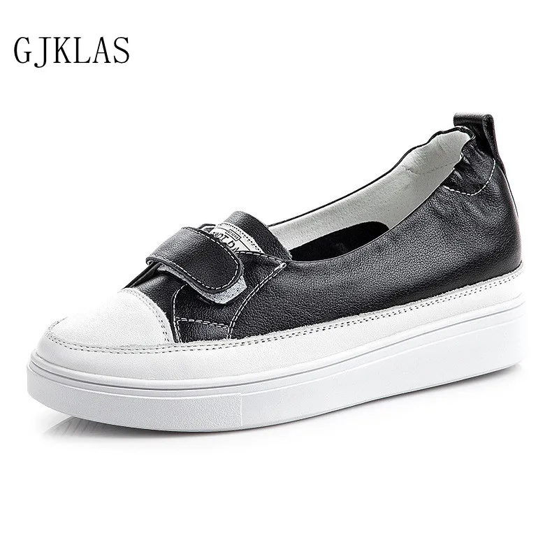 

Genuine Leather Hidden Wedge Sneakers Femme Shoe Ladies Casual White Black Sport Shoes for Women Fashion Vulcanize Shoes Wedges