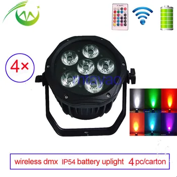 

Smart DJ RGBWA+UV Par IP54 Waterproof LED Par Can Wireless dmx 6*18w Battery Power Up Lights for Weddings Outdoor Events