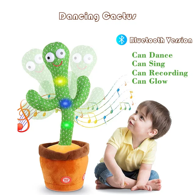 Bluetooth Dancing Cactus Plush Toys Repeating Talking Recording Electric Doll Early Childhood Education Toy Child Birthday Gift