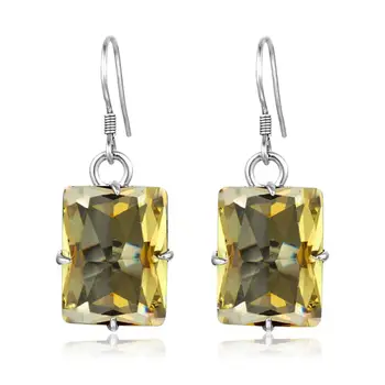 

Real 100% Original 925 Solid Silve Earrings Luxury Classic Punk Rectangle Citrine Earrings Delicate Luxury Party Fine Jewelry