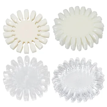 

4 Bag/40pcs Nail Color Show Card Professional Nail Polish Board Nail Multi-style Color Card (1 Bag/10pcs, 1Pc Round Natural Colo