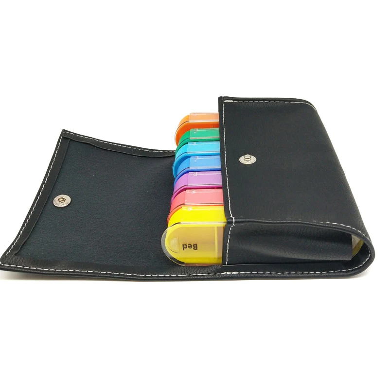 BPA-Free Pill Weekly Case Organizer Box легко скользить прочный кожаный чехол DC120
