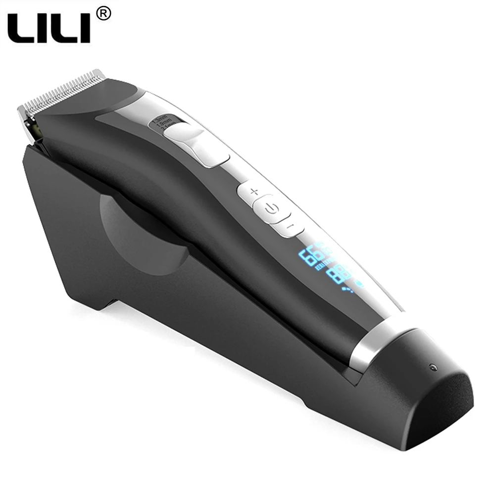 Professional Rechargeable Electric Hair Clipper Stainless Steel Blade Hair Trimmer for Men Kids LED Display Cutting Machine