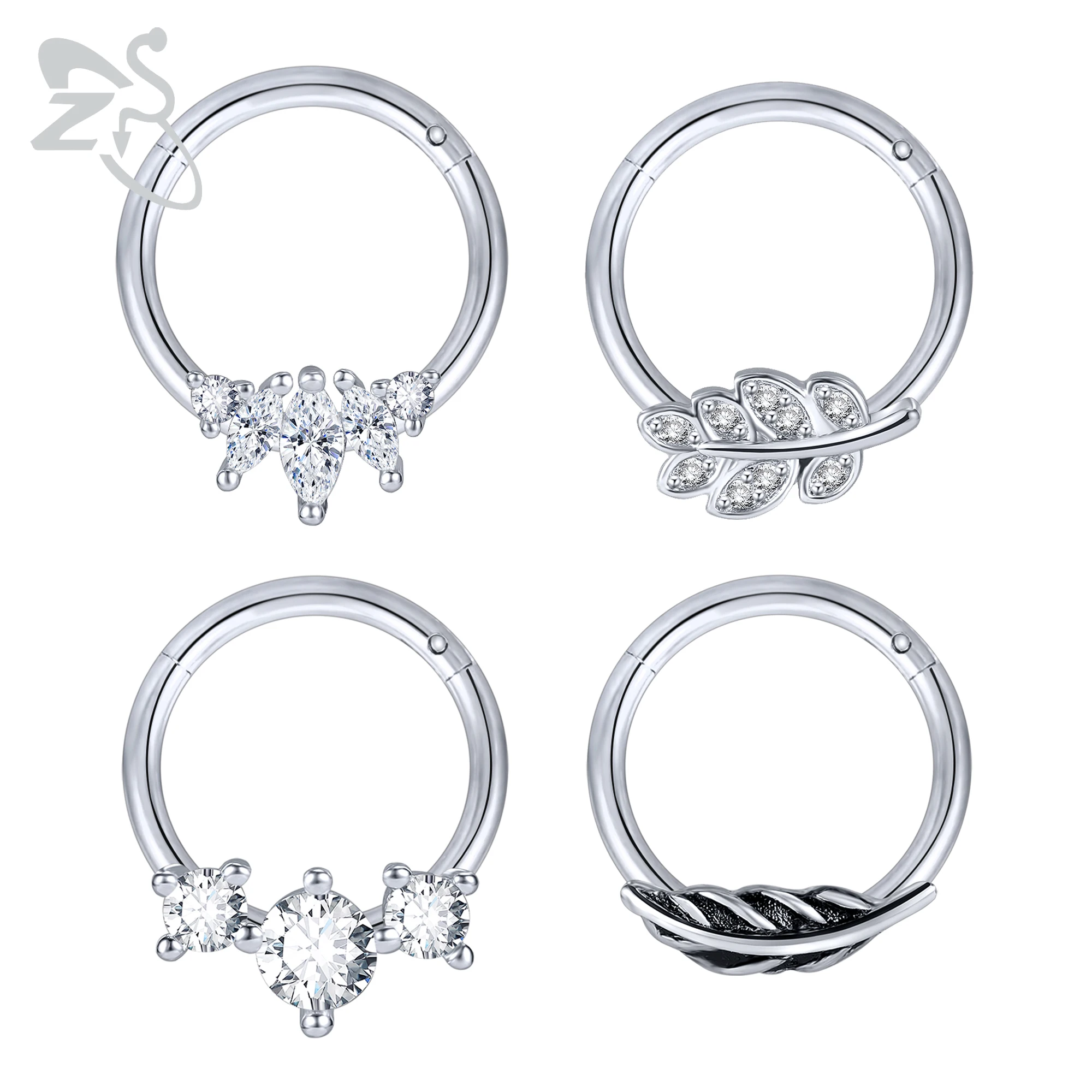 Crystal Hoop Nose Ring Jewelry Piercing Jewelry 1 Stainless