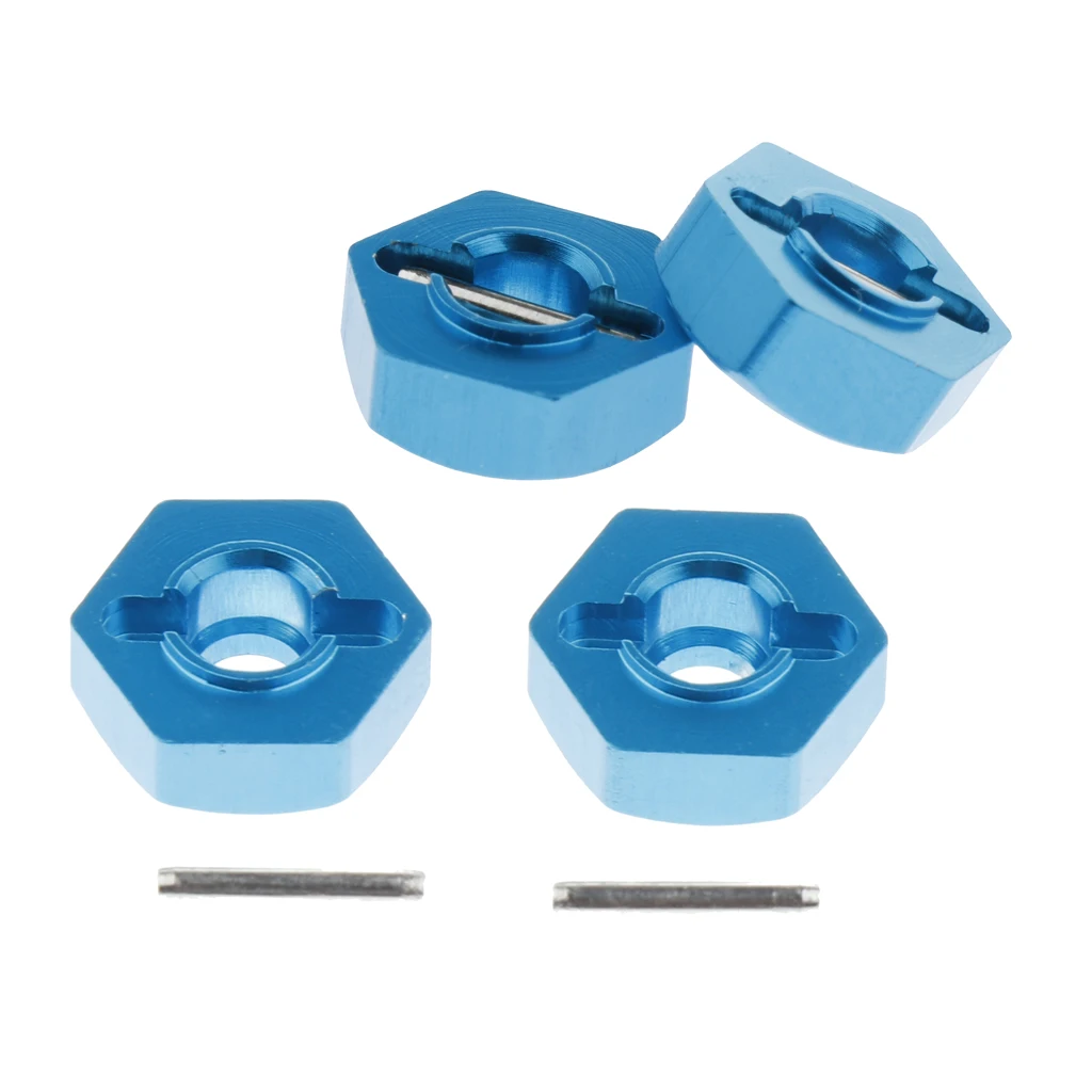 4pcs Metal 12mm Wheel Hex Drive Hubs Set Blue for WLtoys 1/18 RC Crawler car