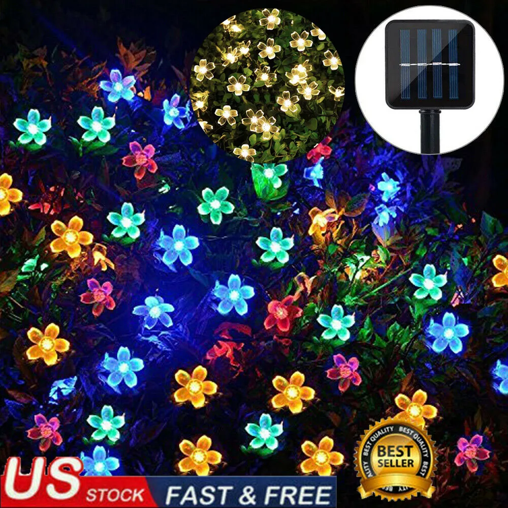 

50 LEDS Peach Blossom Flower Solar Lamp 7M Power LED String Fairy Lights Solar Garlands Garden Christmas Decor For Outdoor