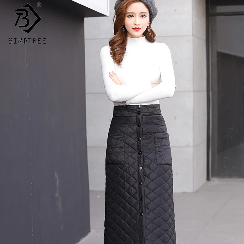 2019 Новое поступление зимняя женская однотонная пуховая юбка трапециевидной