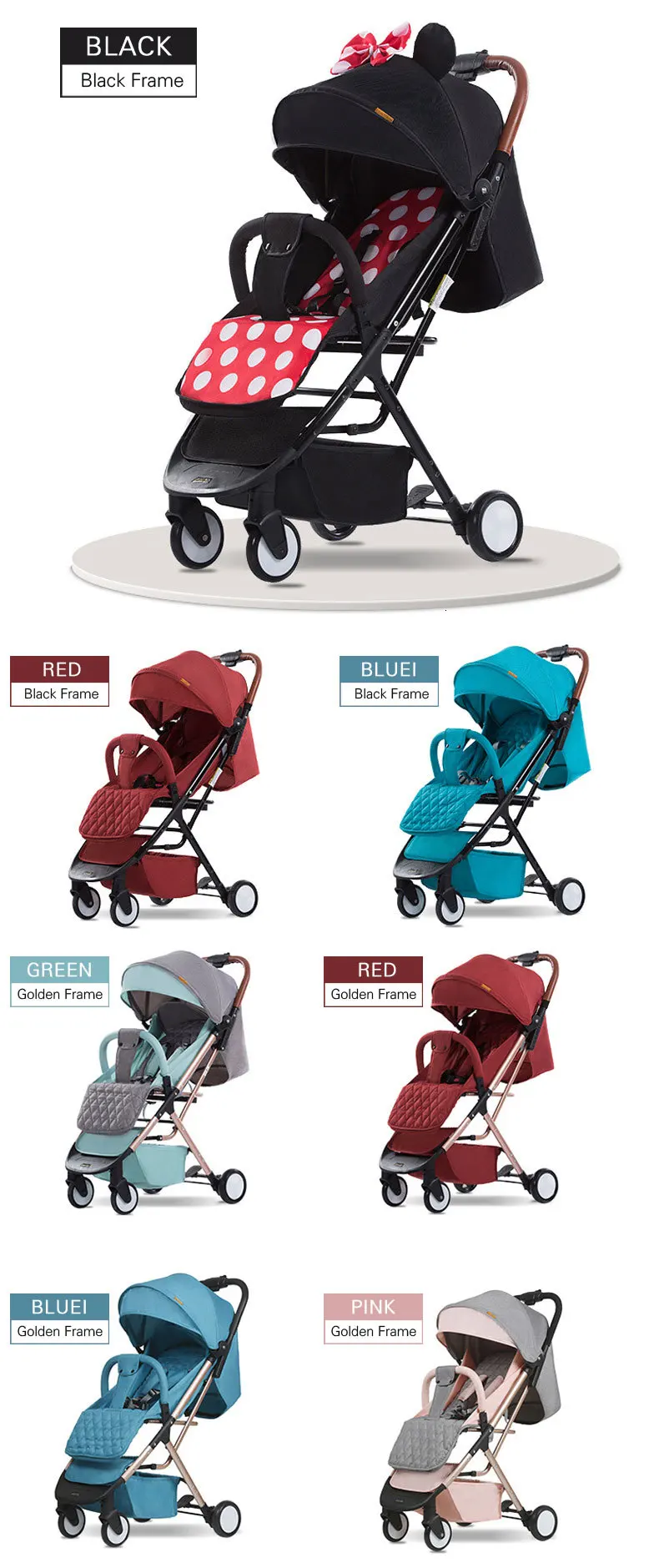 Детская коляска с 4 колесами, легкая, переносная, для путешествий, для детей, коляска с высоким пейзажем, складная коляска для новорожденных