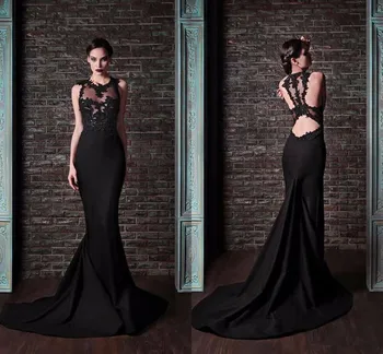 

vestido de festa longo robe de soiree lace evening dresses 2019 Formal gown elegant appliques mermaid backless evening dress