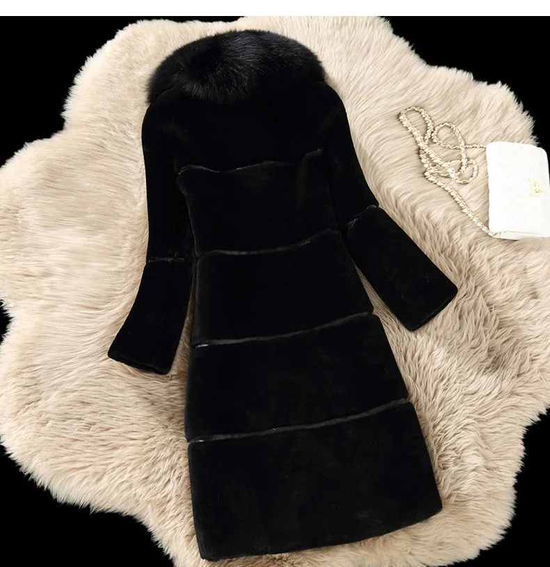 Winter Women High Quality Faux Rabbit Fur Coat Luxury Long Fur Coat Loose Lapel OverCoat Thick Warm Plus Size Female Plush Coats