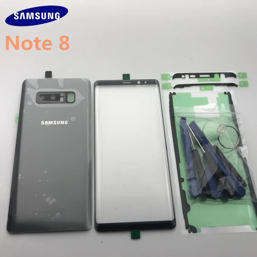 samsung Galaxy NOTE 8, N950, N950F, Задняя стеклянная крышка, задняя крышка, крышка для батареи, дверь с объективом камеры+ Переднее стекло с сенсорным экраном
