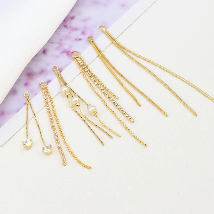 

10pcs Drop Earring Line 18K Gold Plated Claw Chain Ear Line For Women Tassel Earrings Making DIY Ear Jewelry Charm Linker