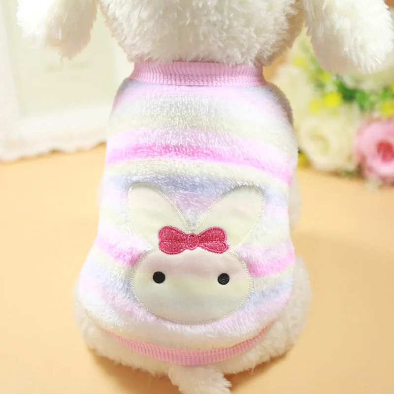 Pink Rabbit Зимняя теплая верхняя одежда с принтом собака одежда для маленьких собак кошек из мягкого флиса кошка собака пальто куртка щенок Костюмы наряды Чихуахуа Одежда для домашних животных - Цвет: Pink Rabbit