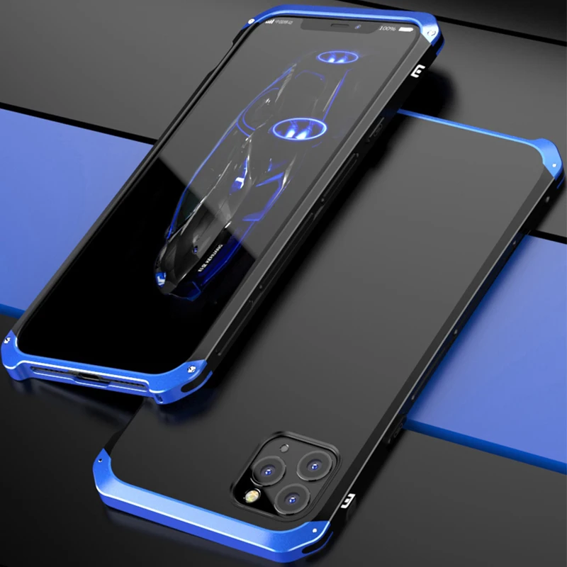 Shockproof Armor Phone Case For iPhone 13 12 Pro MAX 13 Mini 11 XS XR SE 2 8 7 6 Case Aluminum Metal Bumper Matte PC Cover Coque