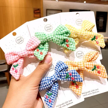 

5Pcs/Lot Child Princess Cute Big Bows Hair Clips Women Girls Fruit Plaid Hairpins Hairgrip Bezel Wholesale Hair Accessories