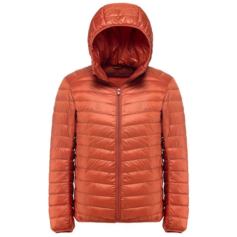 hooded orange Мужская куртка-пуховик на белом утином пуху; сезон осень-зима; Повседневный приталенный легкий пуховик; Doudoune Homme; мужские куртки; популярная одежда Vogue - Цвет: hooded orange