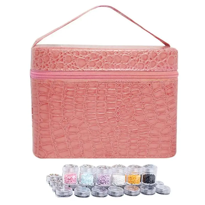 84 бутылки из искусственной кожи алмазная живопись талисманы коробка инструмент для нанесения страз контейнер Стразы держатель для хранения Чехол - Цвет: Розовый