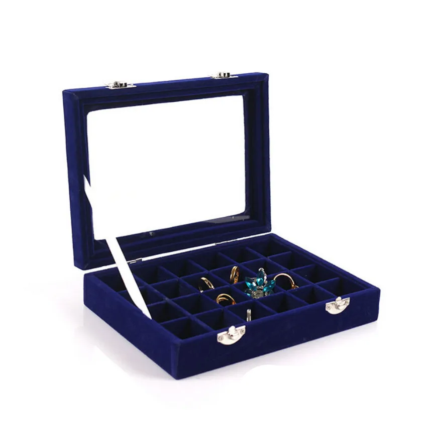 Royal Blue Jewlry органайзер для женщин Jewlry витрина 24 Сетки серьги кольцо коробочки для украшений лоток Витрина Держатель для женщин Jewlry инструмент для хранения - Цвет: Royal Blue