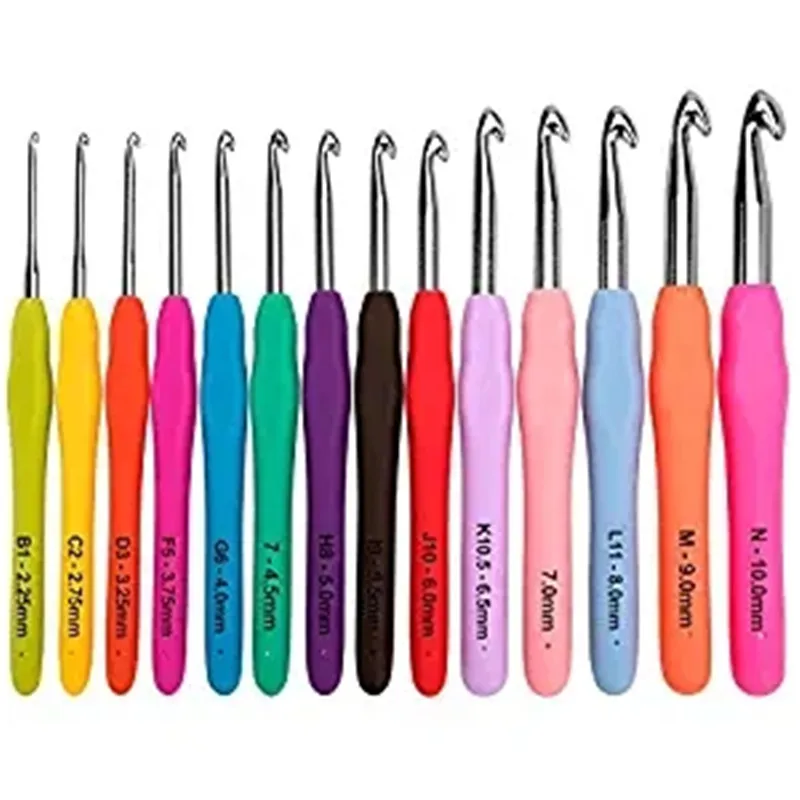 1 Piece 2mm(B)-10mm(N) Ergonomic Crochet Hooks Extra Long Crochet Needles Yarn Weave Knitting Needles Hooks Hook for Any Yarns (7)