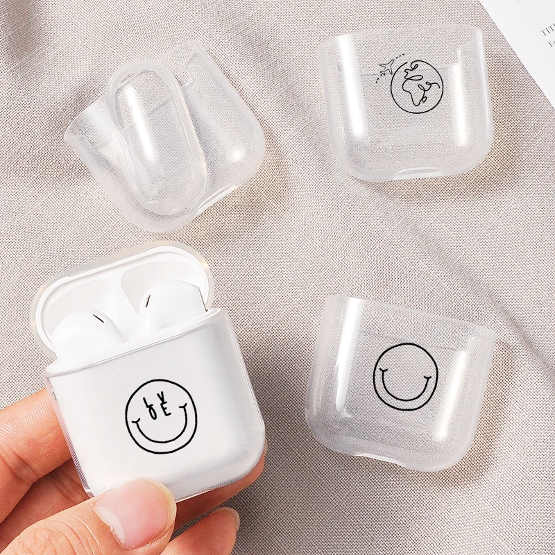 

Cartoon Cover For Apple Airpods Simple Smiling Face For Airpods 1/2 Case Bluetooth Earphone Headphone Hard Protective Case