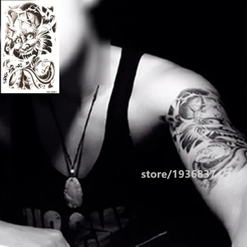 

Nu-TATY Waterproof Temporary Tattoo Sticker 22 Set Strange Pattern Style Japanese Monster Hannya Mask Flame Knife Flame Sword