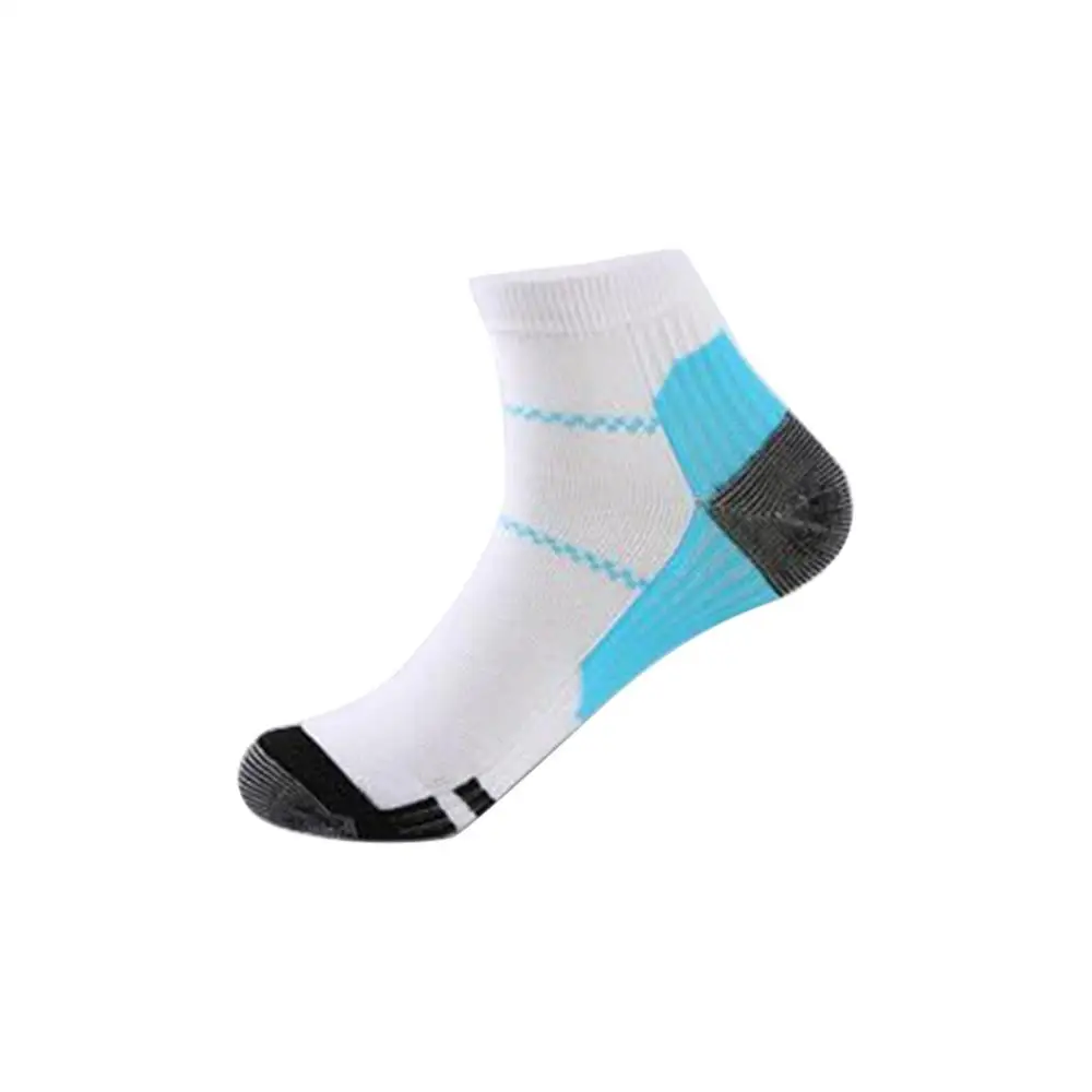 white blue Удобные модные короткие Стрейчевые Компрессионные носки для мужчин и женщин, носки ниже колена, эластичные дышащие носки - Цвет: white blue