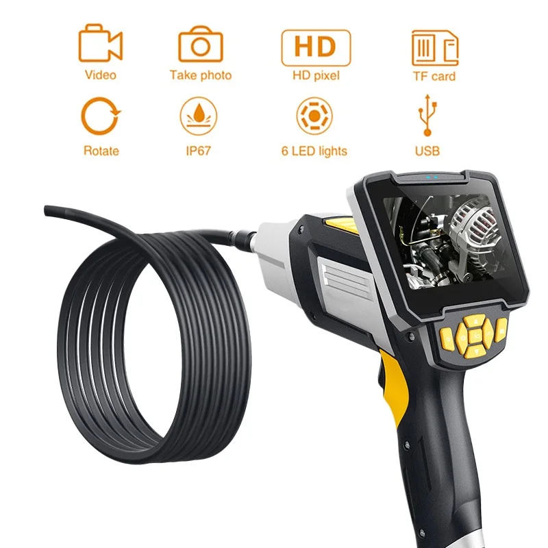 

Industrial Endoscope 4.3 inch LCD Borescope Videoscope with CMOS Sensor Handheld Endoscope Semi-Rigid Inspection Camera 6 LED