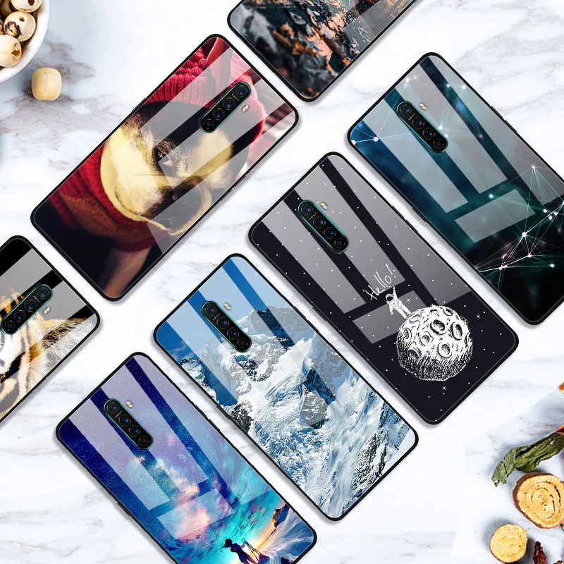 Для OPPO Reno Ace чехол Закаленное стекло Печатная задняя крышка Жесткий чехол для Coque OPPO Reno Ace Чехлы для телефонов RenoAce 6." Бампер