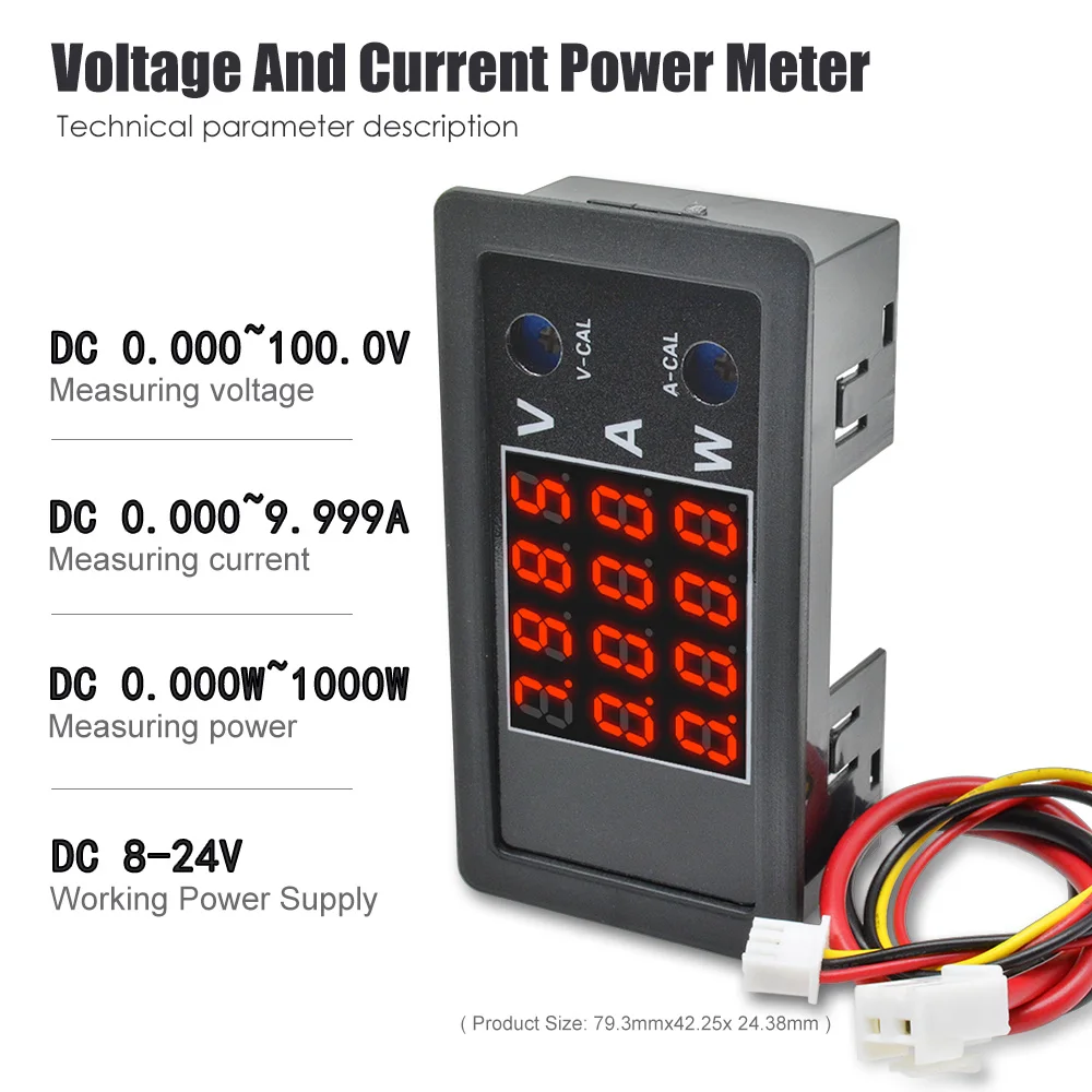 4-разрядный высокой точности 100V 10A 1000W Мощность Вольтметр Амперметр детектор Светодиодный дисплей Напряжение прибор для измерения тока цифровой ваттметр