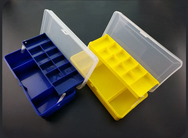 Hebei Cross Border Lure Box Transparent Plastic Double Layer Lure Storage Box Small Folding Bait Fishing Gear Wholesale