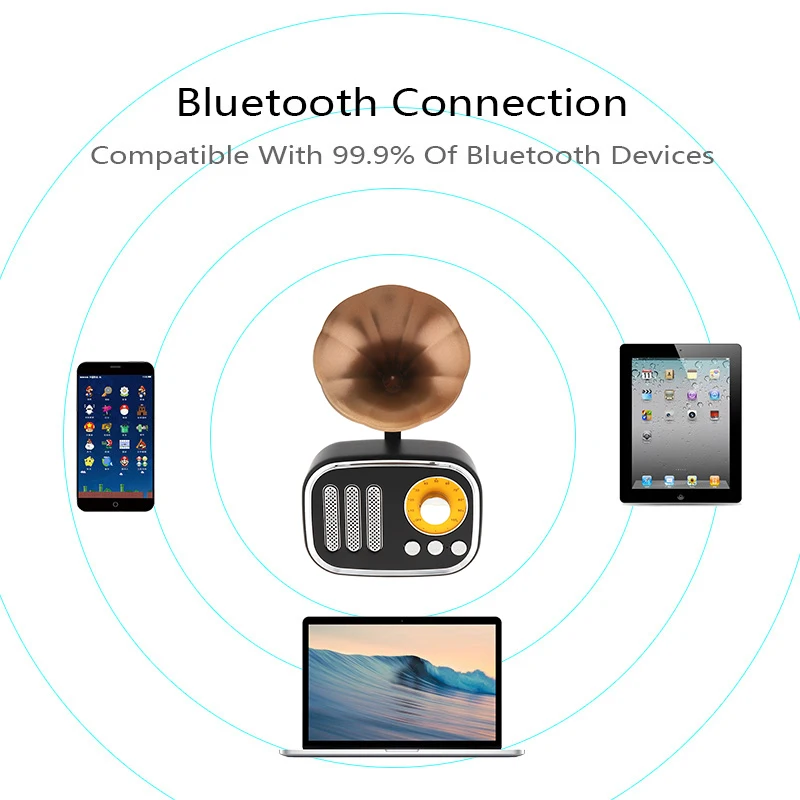 Мини Портативный Открытый Ретро сабвуфер Bluetooth динамик с FM/TF/AUX для дома/вечерние/активного отдыха