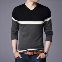Демисезонный хлопковый свитер, мужская рубашка трикотажная, мужские кашемировые свитера, Повседневный пуловер с v-образным вырезом J878