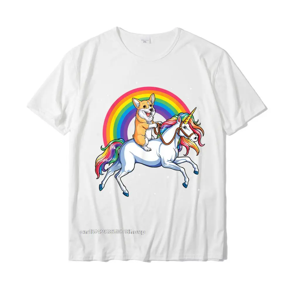 Printing Tshirts Short Sleeve Funny 2021 Popular Men's Mother Day Tees Funny Tops & Tees Round Collar 100% Cotton Corgi Unicorn T shirt Girls Space Galaxy Rainbow Corgicorn T-Shirt__2226. white