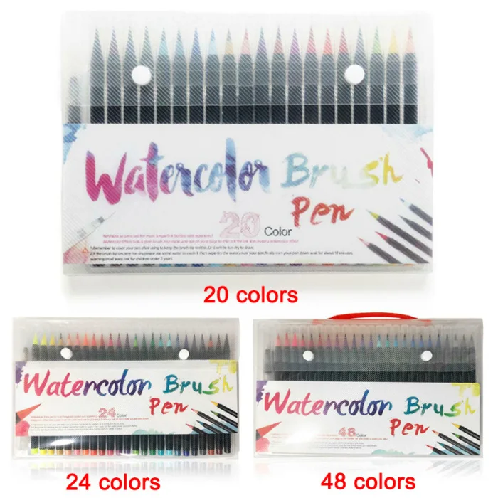 Marcadores de Água Tinta da Arte Definido para a Escola Dupla Ponta Escova Canetas Aquarela Caneta Vh99 20 - 24 48 Cor 6 Cheap Láp. cera