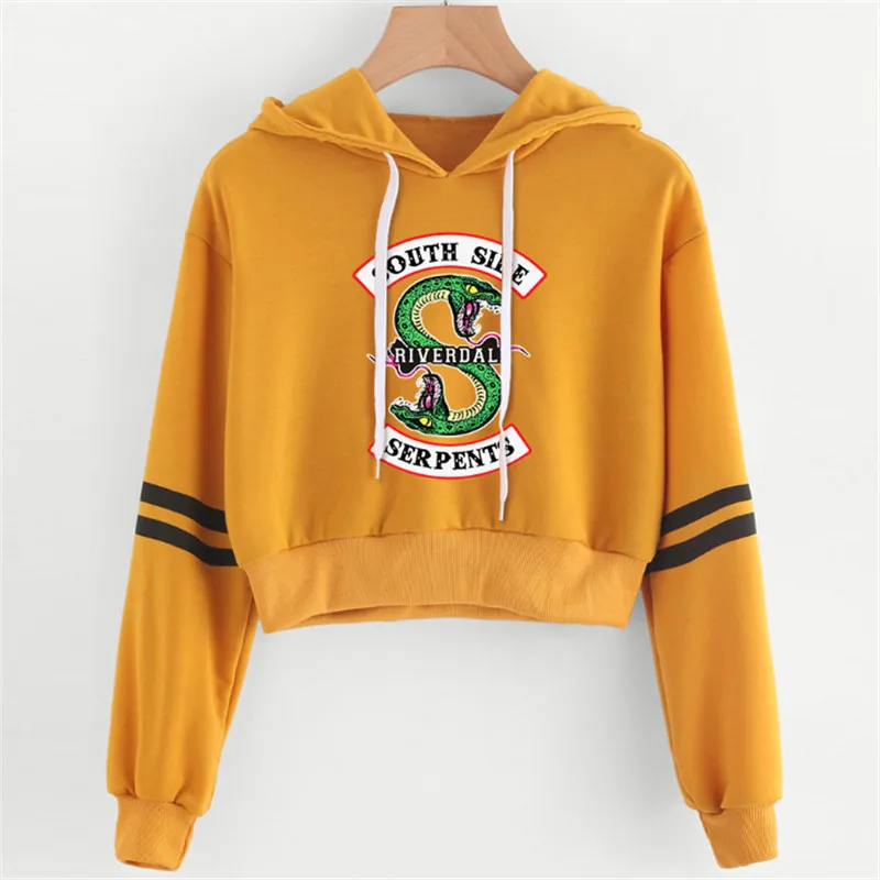 Sexy Crop Top Women Hoodies RIVERDALE Southside Serpent Print Harajuku Spring Hot Sale Casual Sweatshirts Plus Size | Женская одежда