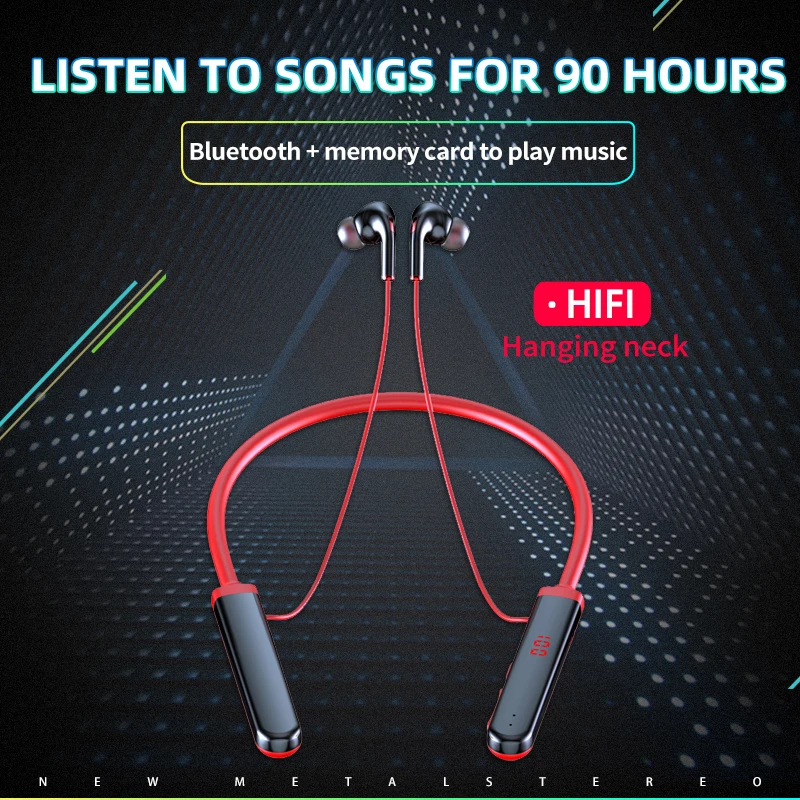 Беспроводные наушники 90h с шейным ободом Bluetooth микрофоном стерео Hi Fi гарнитура со