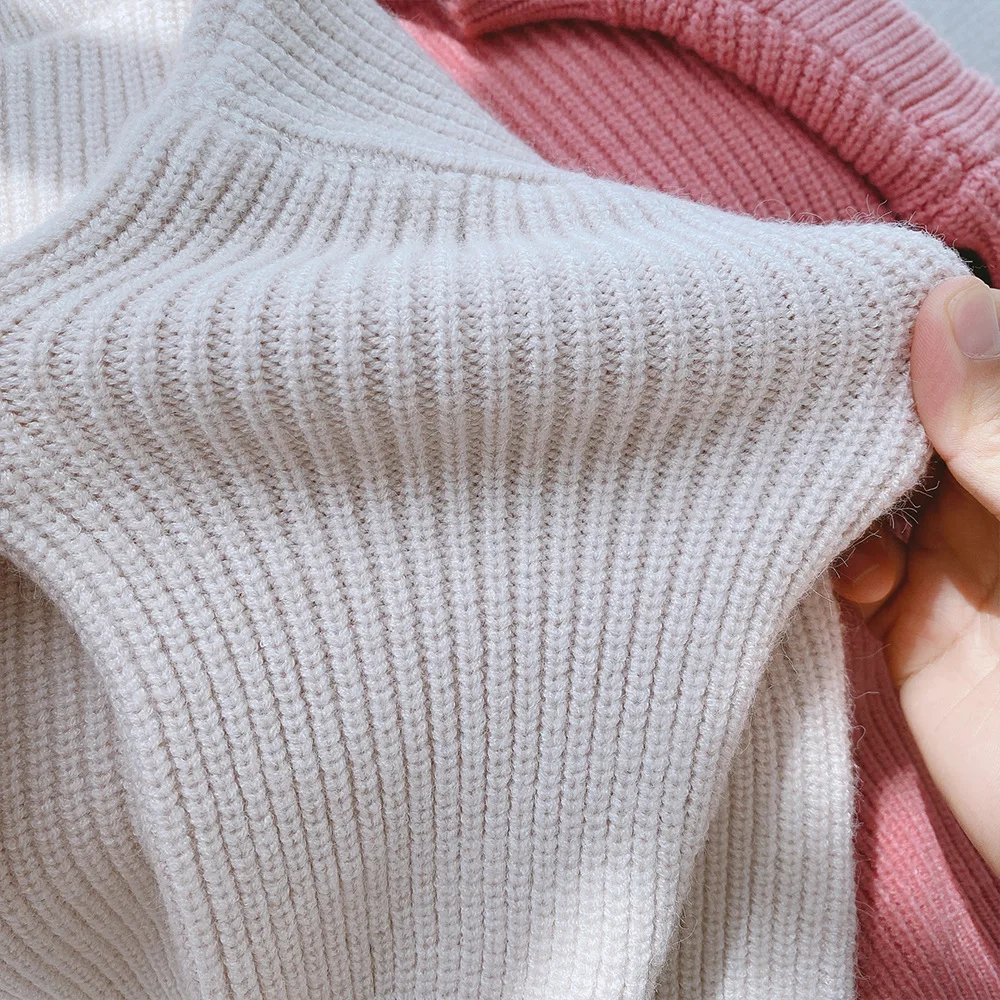 1-6Yrs Chidlren Girls Knitted Sweater Tops Soft Low Neck Tops Warm Autumn Girls Candy Colors Sweater Winter Clothing Outfits