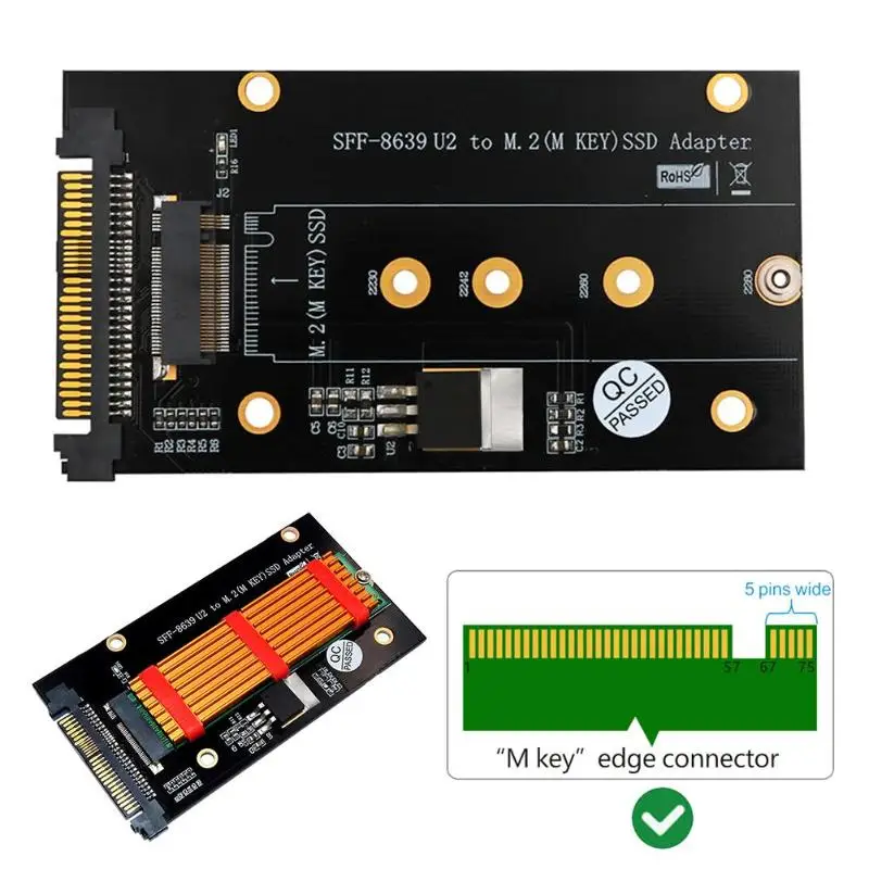 2 в 1 карта расширения M.2 ключ M NVME SSD для SFF 8639 U.2 адаптер настольного ПК B/B + SATA шина