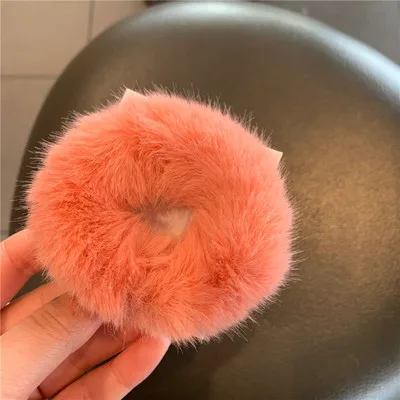 Net red ins autumn and winter plush pig large intestine hair ring fat intestine ring cute white hairy head rope furry rubberband head scarf bandana Hair Accessories