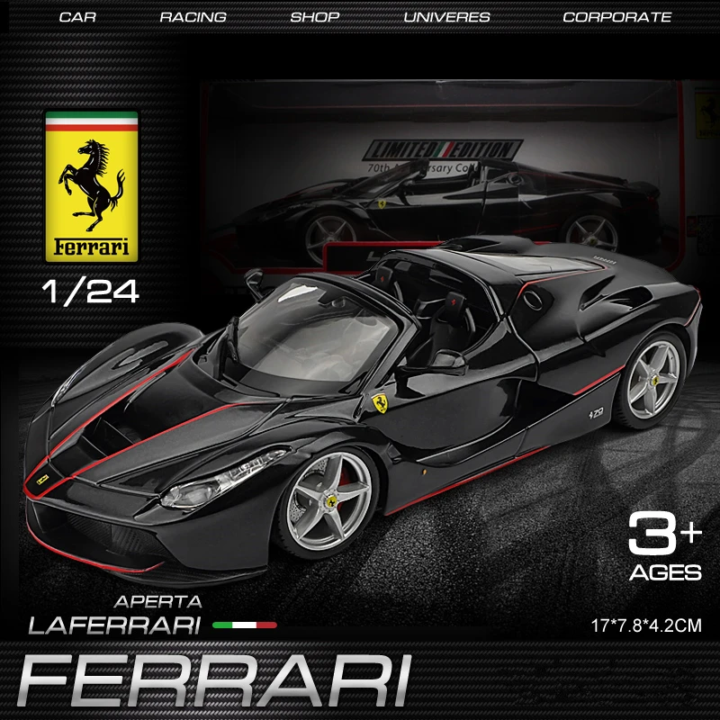 Модель автомобиля из сплава Bburago 1:24 FERRARI Black La ferrari коллекционная игрушка в подарок