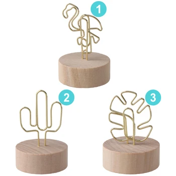 

3 types 1pc Creative Round Wooden Photo Clip Memo Name Card Hanging Stand Note Items Picture Frame Table Number Photo Stand