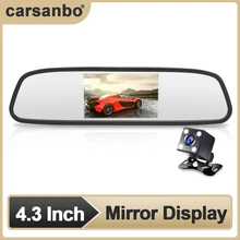 Carsanbo carro 4.3 Polegada universal espelho retrovisor display tft led espelho retrovisor invertendo sistema de exibição espelho retrovisor