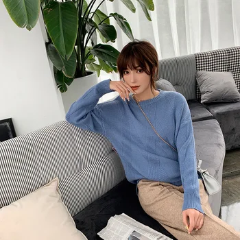 

Autumn and winter round neck thick cashmere sweater headband ladies sweater long sweater sweater slim bottoming shirt