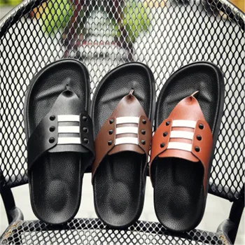 

2020 New Arrival Summer Men Soft Comfortable Flip Flops High Quality PU leather Beach Sandals Casual Slippers Zapatos Hombre