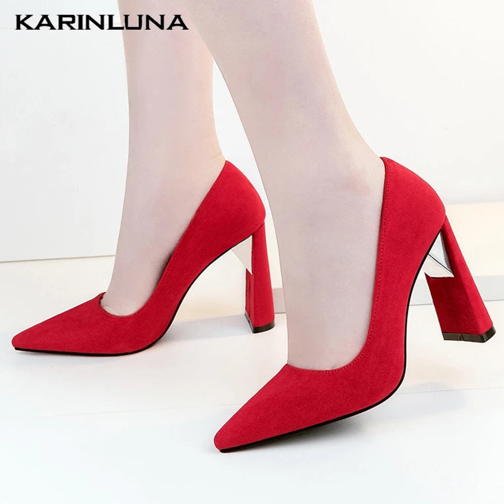 

Karinluna New Wholesale High Heels Shoes Woman Sexy Pointed Toe Spring Women Shoes Slip On Elegant Office Lady Pumps Female